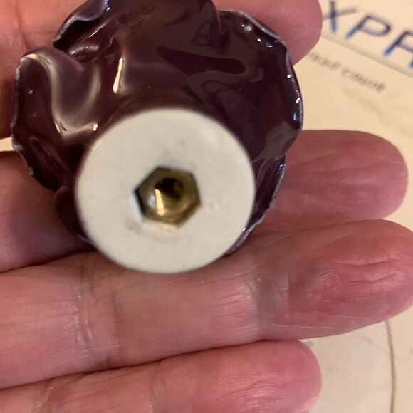 Purple rose elegant ceramic drawer knobs for drawers or refurbished pieces - Picture 6 of 8